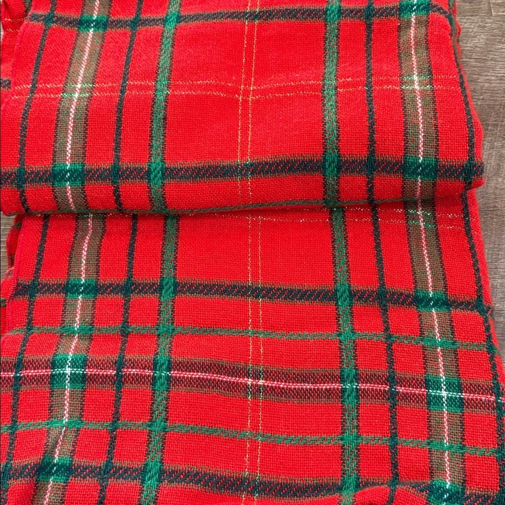 Vintage Highland Christmas Red Tartan Plaid Tablecloth 52”x70” Made USA Holiday
